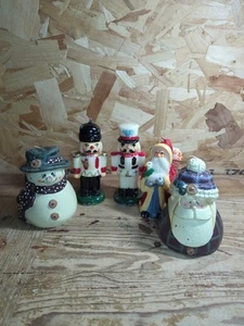Vintage Christmas Wax Candle Figurines Painted Set 5 - Foto 1 di 13