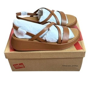 FitFlop F-Mode Slingback Platform Wedge Sandal Women’s 10 Deep Tan Leather NIB - Picture 1 of 9
