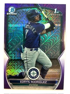 Bowman Chrome Prospect 1st Edryn Rodriguez Purple Mojo Refract 2023/250 BCP185 - Imagen 1 de 2