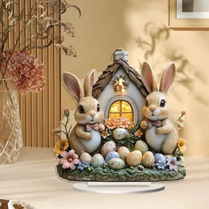 Acrylic Bunny Table Decoration Easter Desktop Ornament Attractive Ideal Gift - Picture 1 of 6