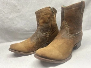 Corral Women's 10 Tan Suede Leather Zipper Round Toe Western Cowgirl Ankle Boots - Picture 1 of 6
