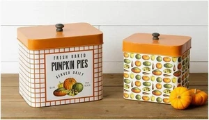 Your Heart's Delight Fresh Baked Pumpkin Pies Nesting Tins, Set of 2 NEW - Picture 1 of 1