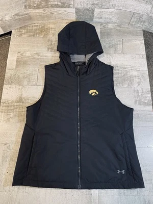 Chaleco acolchado con capucha ajustado Coldgear negro Under Armour Iowa Hawkeyes XL para mujer Foto 1 de 4