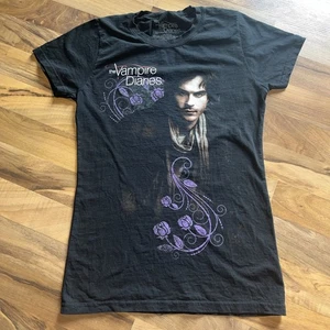 Vampire Diaries Shirt Womens L Short Sleeve Black Damon Salvatore - Picture 1 of 8