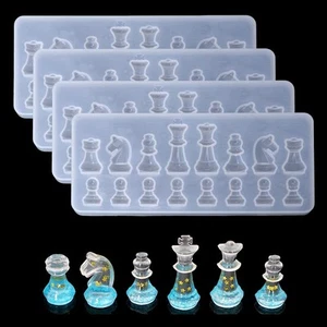 4Pcs Chess Piece Silicone Resin Molds Chess Epoxy Resin Casting Mold Kit DIY - Picture 1 of 7