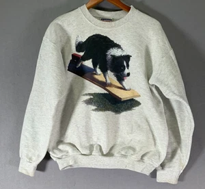 Vintage 90s/Y2K Border Collie Dog Breed Crewneck Sweatshirt Size M - Picture 1 of 10