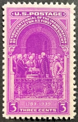 U.S. Scott #854, Single Stamp, Washington Inauguration Issue, F-VF, MNH - Image 1 of 2