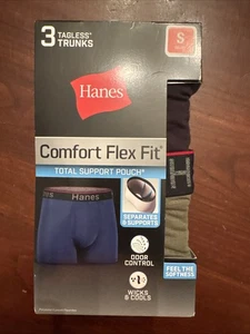 Hanes Small Men Comfort Flex Fit Total Support Pouch Tagless Trunks 3 Pack - Picture 1 of 8
