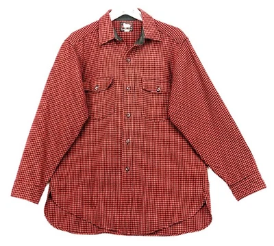 Camisa Woolrich Vintage Años 40 50 Lana Franela Guinga Cuadros Botón Para Hombre Mediana Foto 1 de 4