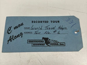 VINTAGE BAGGAGE PASS TICKET GREYHOUND HIGHWAY BUS TOURS AMERICA 1960s - Picture 1 of 2