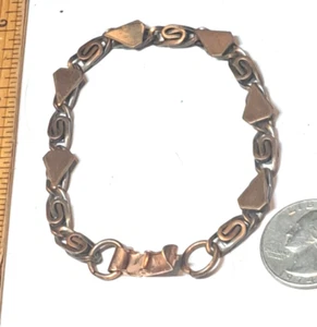 Pulsera vintage Southwest cobre artesanal unisex bobina bucles placas MCM 8 pulgadas - Imagen 1 de 17
