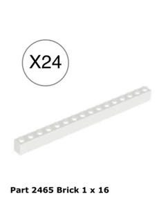 Lego 24 Pieces White 1x16 Brick / Bulk City / Friends Building Bricks Part - Picture 1 of 2