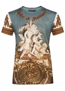 Dolce & Gabbana- T-Shirt - Cotton Blue Angel Print Size XS 38IT - New&Tag - Picture 1 of 6
