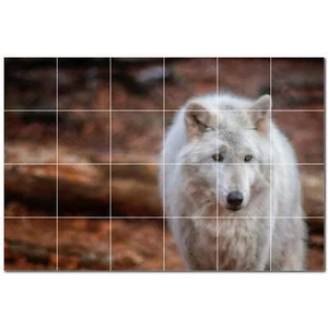 Wolf Ceramic Tile Wall Mural PT501242. 25.5" W x 17" H (24) 4.25 tiles - Picture 1 of 1