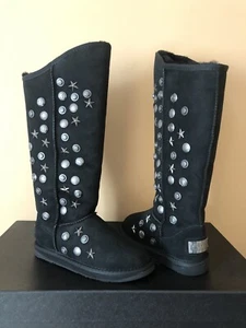 Australia Luxe Angel Classic Tall Black Studded Sheepskin Fur Women Boot US 6(7? - Picture 1 of 9