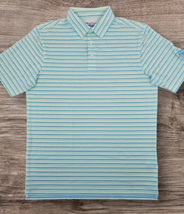 Straight Down Performance Men's Medium Multicolor Striped Soft Golf Polo Shirt - Picture 1 of 6