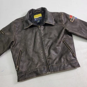Class Club Performance Kids Brown Faux Leather Motorcycle Jacket LEGEND Kids 6/7 - Picture 1 of 12