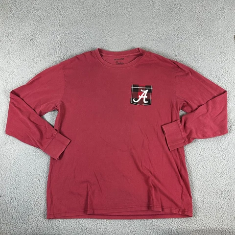 Alabama Crimson Tide Shirt Men Extra Large Red Cotton Crew-Neck Long Sleeve Cover