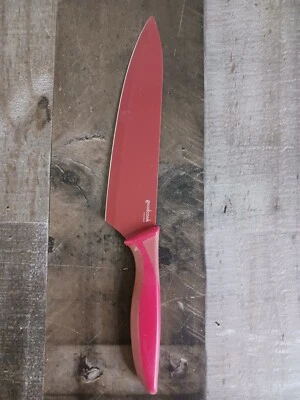 Cuchillo de chef Good Cook antiadherente rojo de 8 pulgadas con mango ergonómico de agarre suave usado Foto 1 de 4