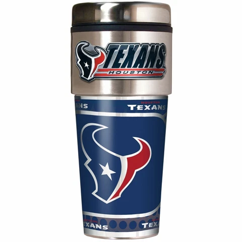 16oz Houston Texans Travel Tumbler Mugs Stainless Steel and Black Vinyl  Hot&Col Cover
