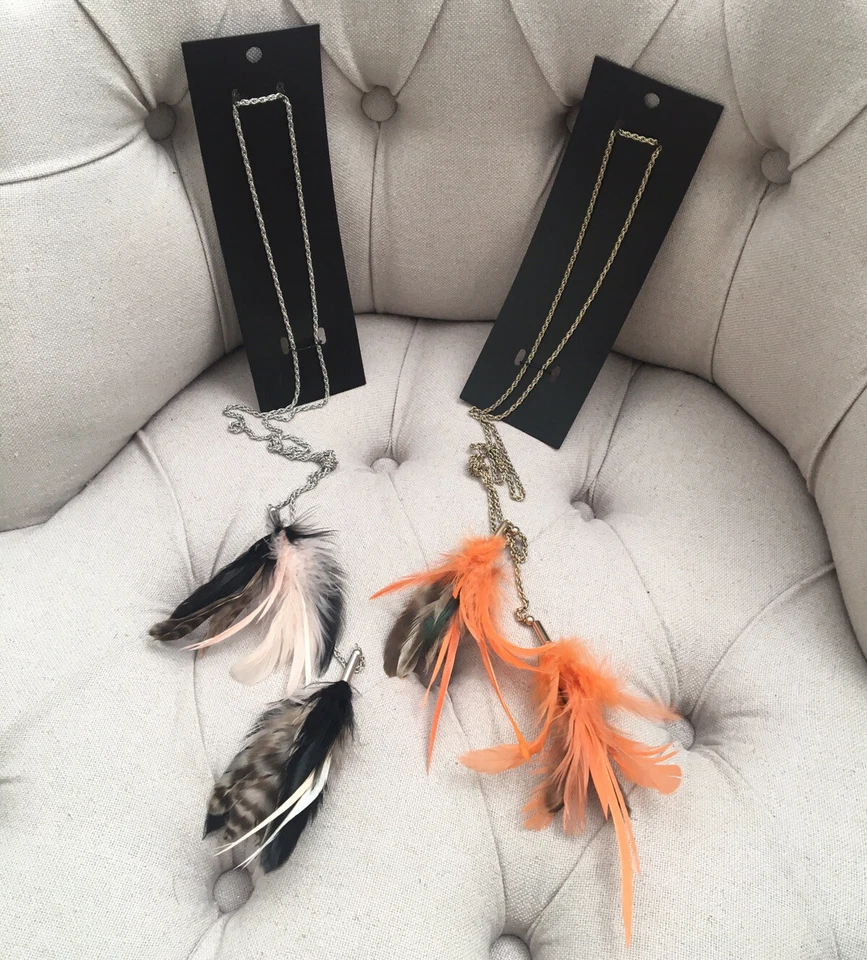 🧡NWT H&M 羽毛项链腰带金银链节日海滩流苏珠宝首饰 — 第 1/4 张图片