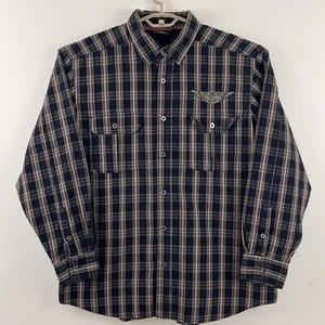 Harley Davidson Mesh Vented Flannel Shirt Herren 2XL Spell Out Metal Button Down - Bild 1 von 5