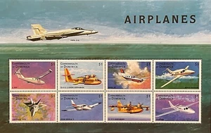 DOMINICA AIRPLANE STAMPS SHEET 8V 1998 MNH AIRCRAFT AVIATION LOCKHEED PIPER JET - Picture 1 of 1