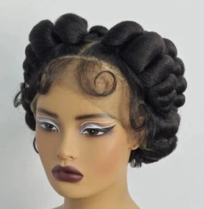 Synthetic Braided Wigs HD Full Lace Wig Knotless Box Braids Wigs Handmade Black - Picture 1 of 11