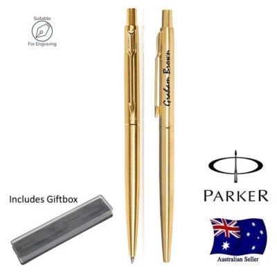 Personalised Engraved Parker Classic Gold Plated Gold Trim GT Ball Pen NEW