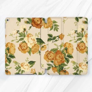 Vintage Yellow Flowers Floral Case For iPad 10.2 Air 3 4 5 Pro 9.7 11 12.9 Mini - Picture 1 of 6