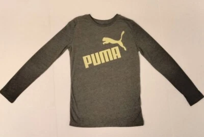 Camisa Puma Niños Gris Como Nueva Verde Logo Manga Larga Talla 10-12 Foto 1 de 2