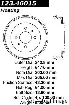 Centric Brake Drum for Mirage, Summit, Colt 123.46015 - Image 1 of 4
