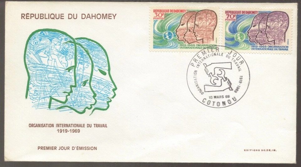 Du Dahomey Benin Organisation International Du Travail 1969 sin usar FDC Foto 1 de 1