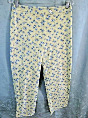 Pantalones Evan Picone Talla 6 Elastizados Estampado Floral Informales Recortados al Tobillo Foto 1 de 4