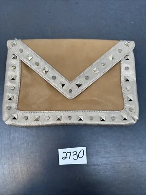 Elaine Turner Leather Studded Clutch W/ Pocket Mirror Needs Minor Cleaning - Image 1 of 4