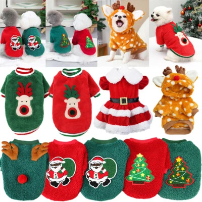 Ropa de Navidad para perros ropa para mascotas para perros pequeños medianos polar cálido sudadera ~ Foto 1 de 4