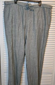 Liz Claiborne Wide Leg Linen Blend Pants 1X Dark Forest Zip/Drawstring MSP$52 - Picture 1 of 10