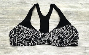 Lululemon Shanti Surf Sports Bikini Top Womens 6 Black Pretty Palm Angel Wing - Picture 1 of 5