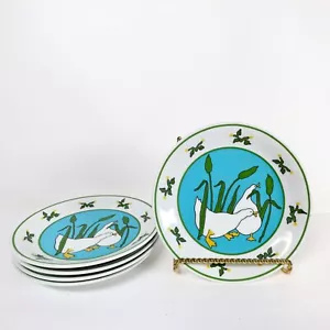 Vintage Arzberg Germany Goose Duck Plates Blue Green Set of 5 - Picture 1 of 7