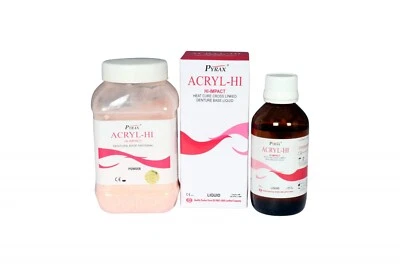 PYRAX Dental ACRYL HI IMPACT Heat Cure Denture Base Material - VARIOUS SHADES & PACKS