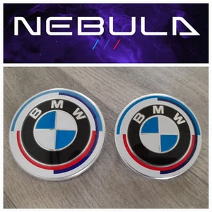 PAR DE INSIGNIAS DELANTERAS Y TRASERAS BMW 50 ANIVERSARIO 82mm 74mm - Imagen 1 de 6