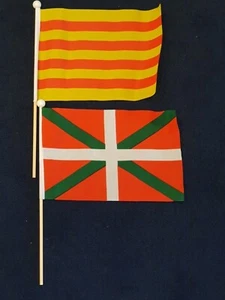 2x Catalan & Basque Hand Flags 9x6" Sports Football Trade Holiday Tourism - Picture 1 of 4
