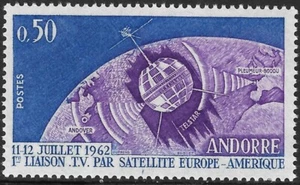 French Andorra Scott 154 VF/XF MNH Space Telstar Satellite Design Type CD111 - Picture 1 of 2