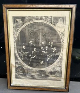 Antique Victorian Framed Engraving Print of Famous Authors Group 1883 - Picture 1 of 11