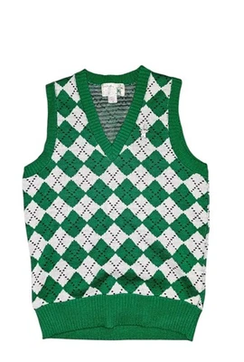 Vintage The T. Barry Knicker Co. Men’s Argyle Green White Sweater Vest Sz Small - Image 1 of 4