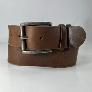 American Eagle Wide Brown Leather Belt - Size 32 - Picture 1 of 9