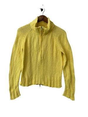 Women’s Vintage Hand Knit Fresh Produce Zip Front Size M Y2K Butter Yellow - Image 1 of 4