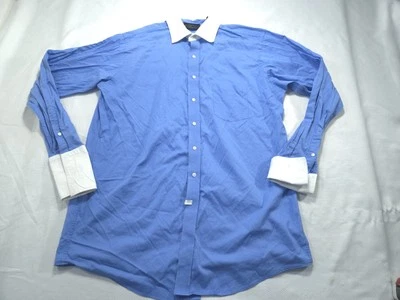 Camisa Donald J Trump Para Hombre 17.5 36/37 Azul Signature Collection Vestido Puño Francés Foto 1 de 4