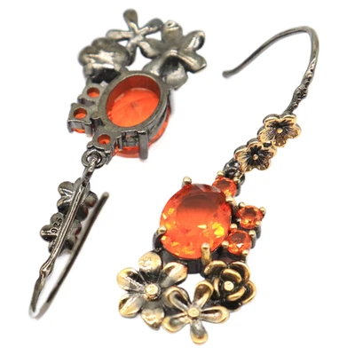 Compra 3 y obtén 1 gratis bonitos pendientes de plata de oro negro granate espesartina naranja Foto 1 de 3