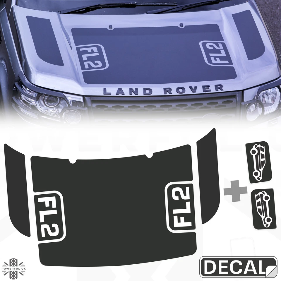 Kit adesivi decalcomania cofano per Land Rover Freelander 2 FL2 logo cofano grafica vinile - Immagine 1 di 3